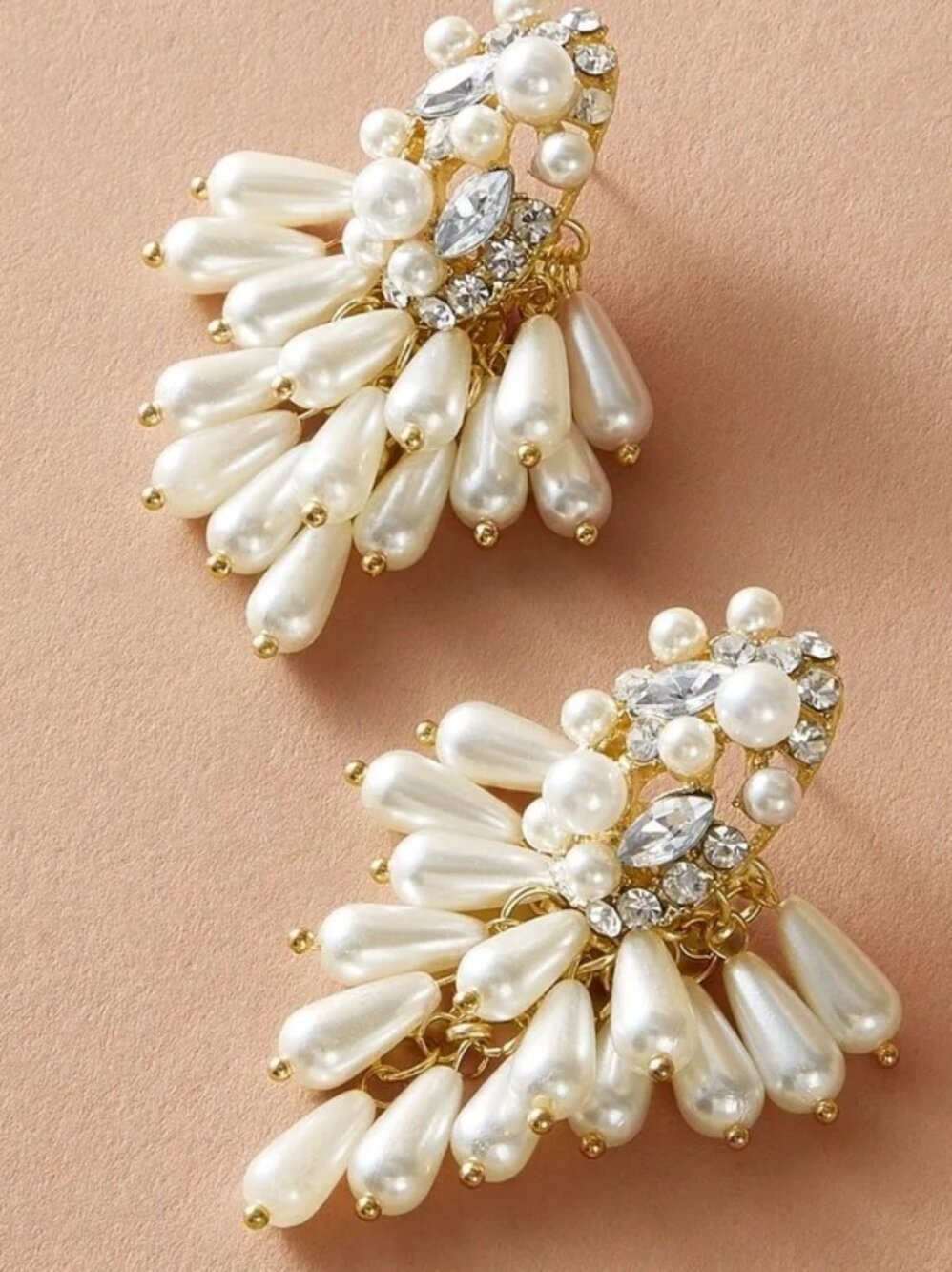 2/$24 Glam Streetwear Shiny Geometric Imitation Pearl & Rhinestone Dangle Drop